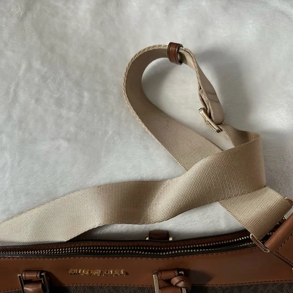 Michael Kors Brown and Tan Signature Messenger Bag with Cream Strap - Picture 8 of 11